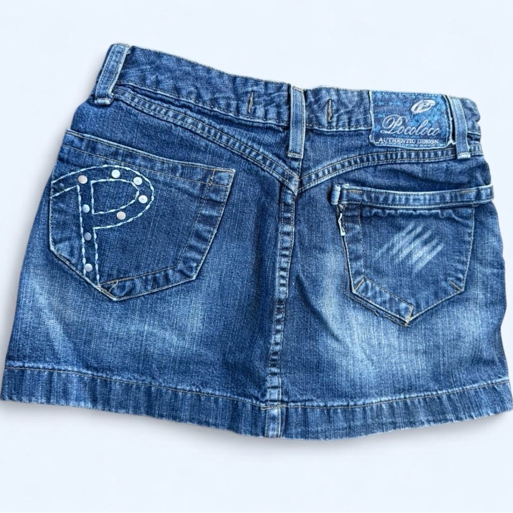 Vintage Pocoloco Blue mini Skirt with Embellished Pockets